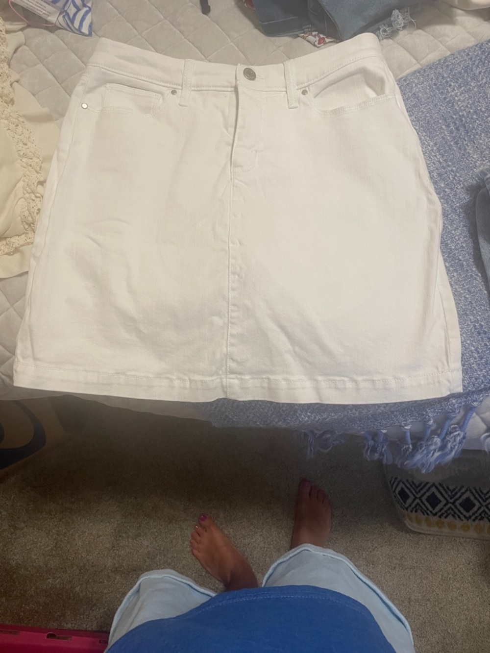 croft & barrow White Denim Mini Skirt